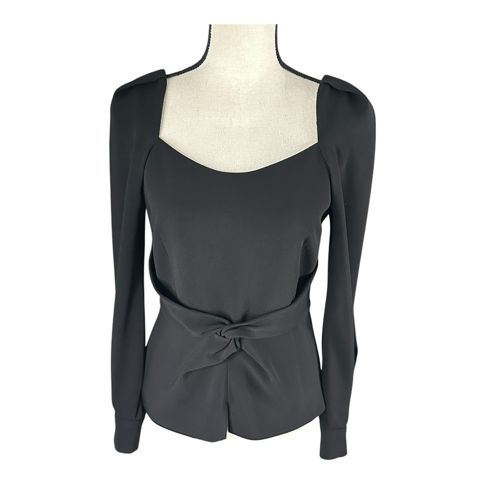 The Fold Black‎ Belville Lined Zip Side Top Square Neck Black Size US 4